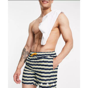 Original Penguin Swim Zig-Zag Stripe Swim Shorts Navy White Yellow Men’s Size XL
